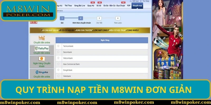 Quy trình nạp tiền M8WIN đơn giản và chuẩn nhất Quy trình nạp tiền M8WIN đơn giản và chuẩn nhất